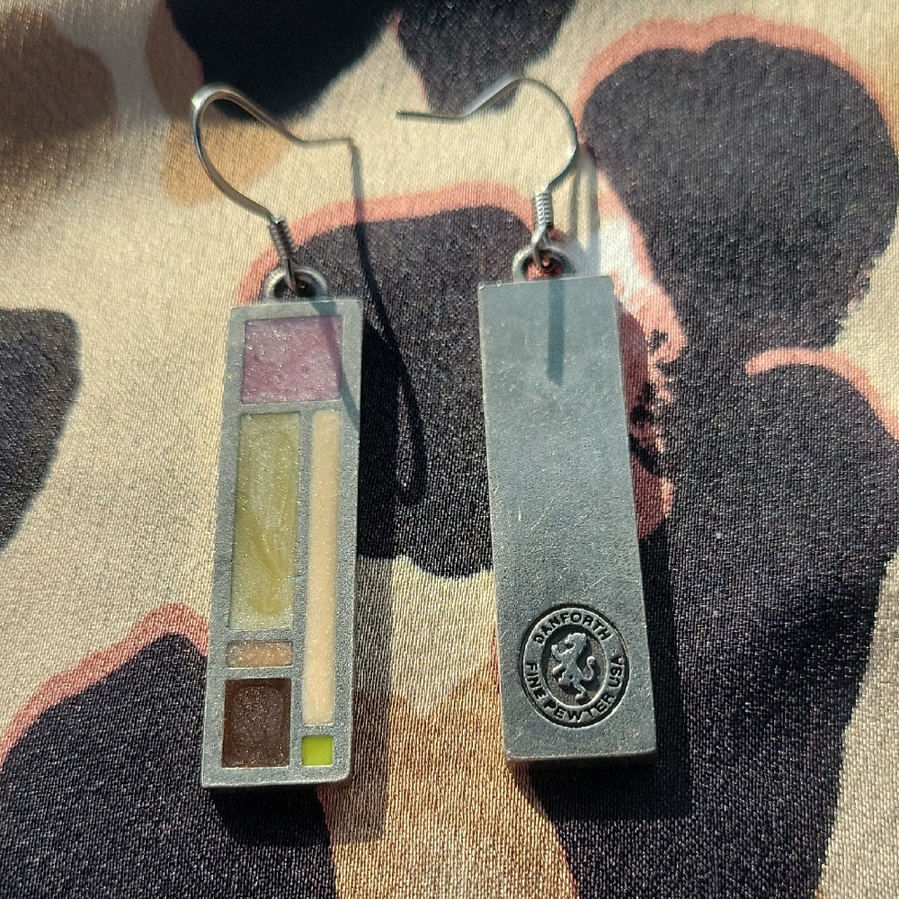 Danforth Pewter Co. Multicolor Riversong-Evertide Earrings EUC